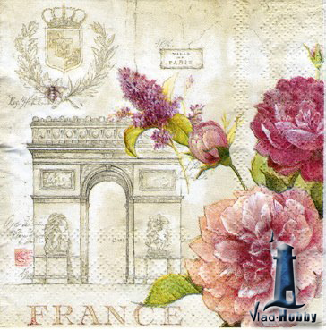 Картинка Салфетка "Розы Парижа", 20шт. от Vlad-Hobby