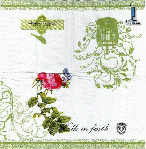 Картинка Салфетка "Роза на зеленом", 10шт. от Vlad-Hobby