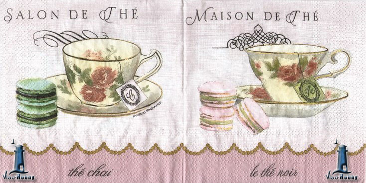 Картинка Салфетка "Чай с макарунами", 20шт. от Vlad-Hobby