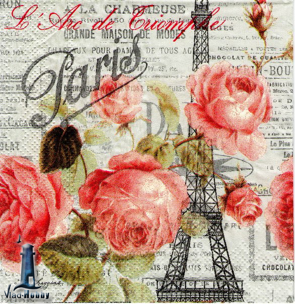 Картинка Салфетка "Парижские розы", 20шт. от Vlad-Hobby